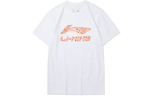 Li Ning T Shirts Unisex White Crew Neck Moderate Straight Fit