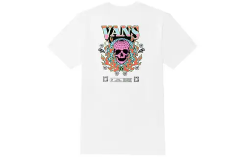 Vans T Shirts Unisex White Crew Neck Moderate Straight Fit