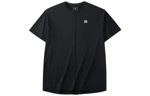 ANTA T Shirts Men's Black Crew Neck Moderate Straight Fit