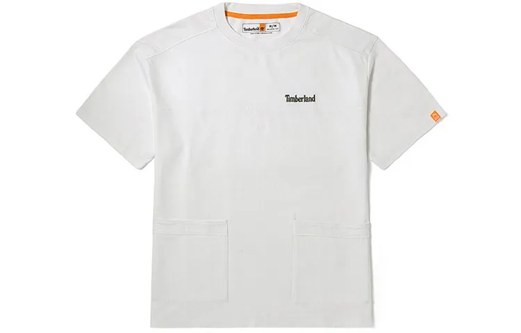 Timberland T-Shirts Men's White Crew Neck Moderate Straight Fit