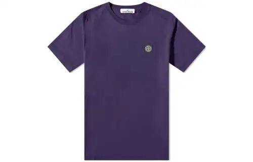 STONE ISLAND T Shirts Men's Purple Crew Neck Moderate Straight Fit