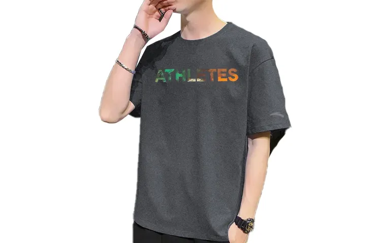 ANTA T Shirts Men's Mist Gray Crew Neck Moderate Straight Fit