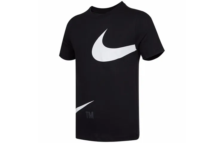 Nike T Shirts Men's Black Crew Neck Moderate Straight Fit