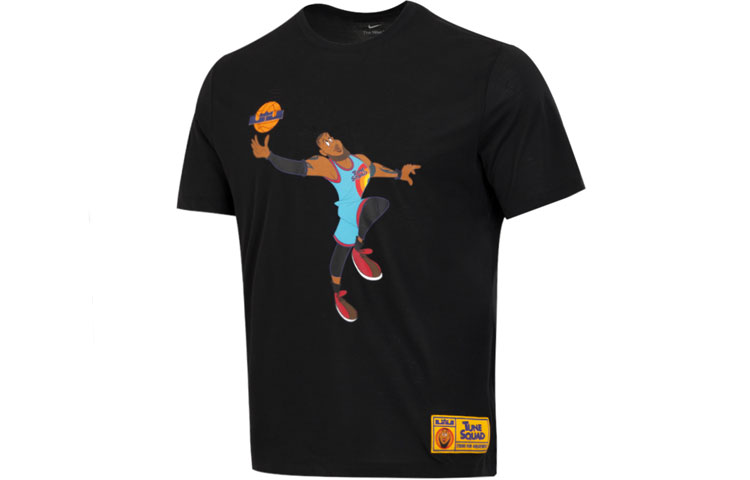Nike Retro cartoon sports black short sleeve T-shirt, American style, for teenagers