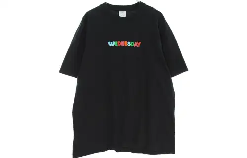 Vetements T Shirts Men's Black Crew Neck Moderate Straight Fit