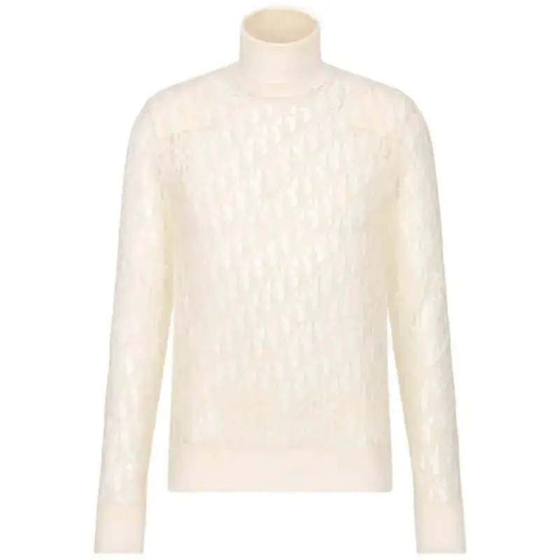 DIOR Quarterly New Products T Shirts Men's White Turtleneck Moderate Straight Fit