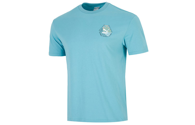 PUMA Hc Graphic Tee brand LOGO sports loose casual geometric pattern letters solid color round neck short-sleeved T-shirt men's peacock blue