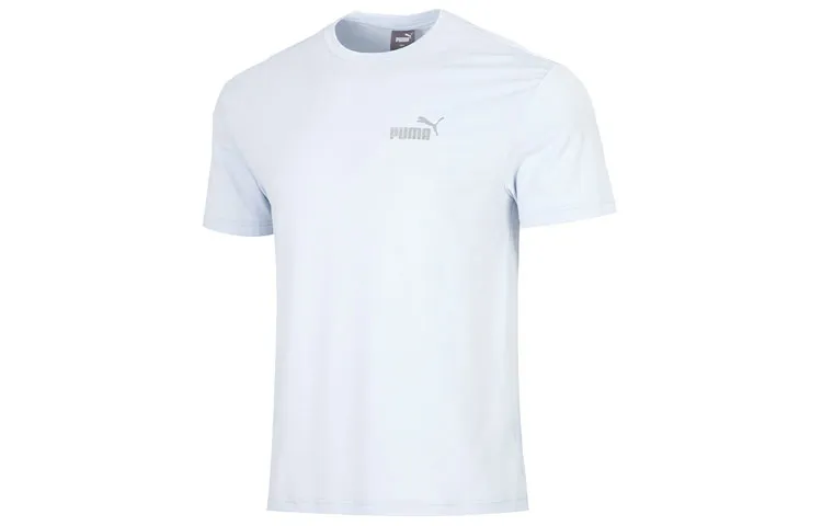 PUMA T-Shirts Men's Light Blue Crew Neck Moderate Straight Fit