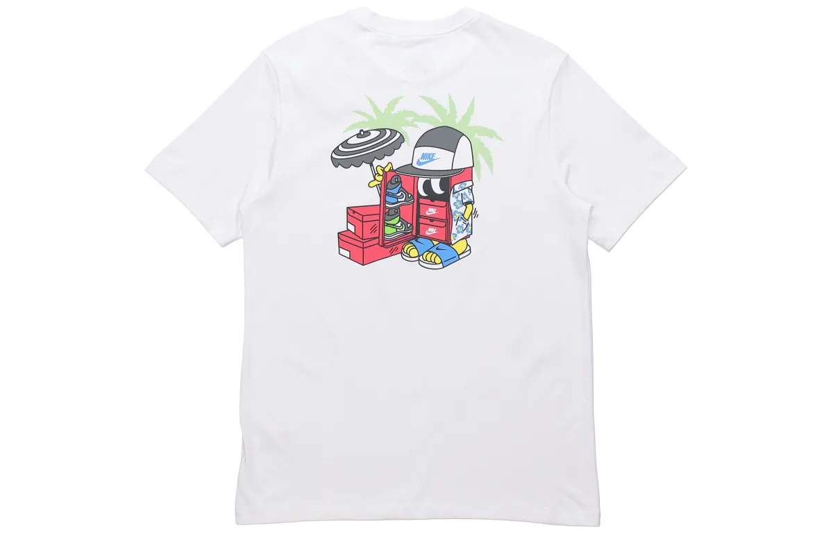 Nike T-Shirts Men's White Crew Neck Moderate Straight Fit