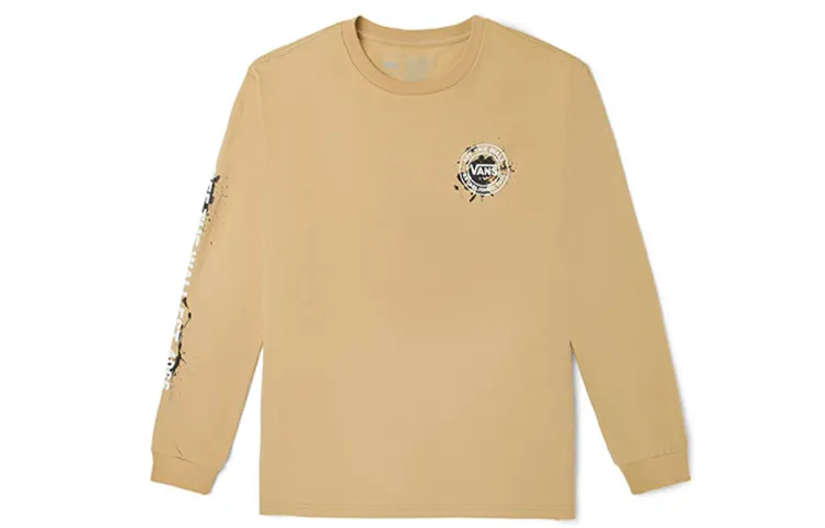 Vans T-Shirts Unisex Khaki Crew Neck Moderate Straight Fit
