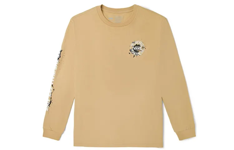 Vans T Shirts Unisex Khaki Crew Neck Moderate Straight Fit