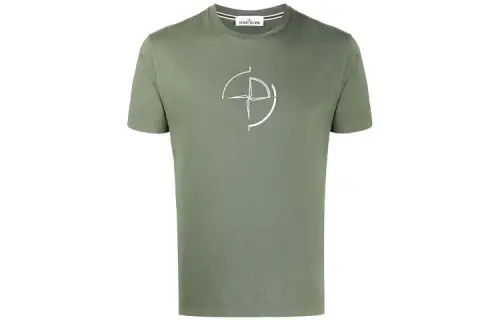 STONE ISLAND T Shirts Men's Green Crew Neck Moderate Straight Fit