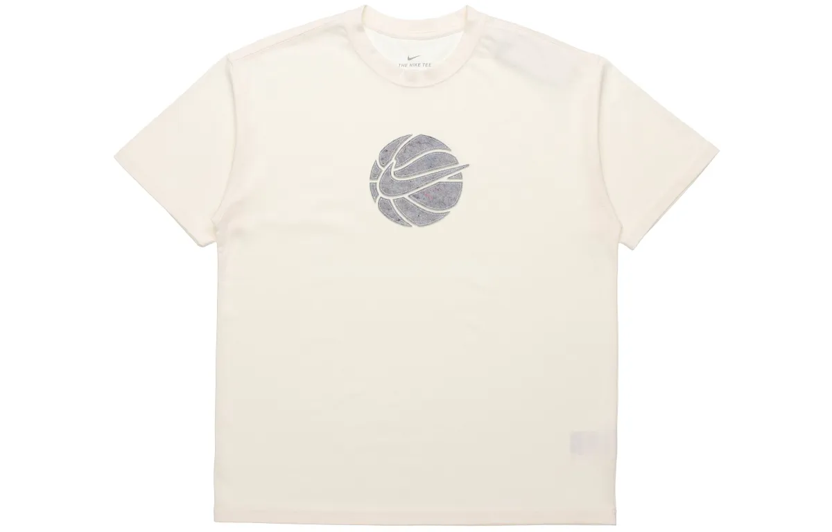Nike T-Shirts Men's Ecru Crew Neck Moderate Straight Fit