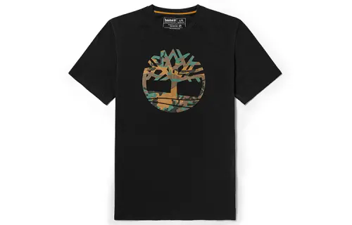 Timberland T Shirts Men's Black Crew Neck Moderate Straight Fit
