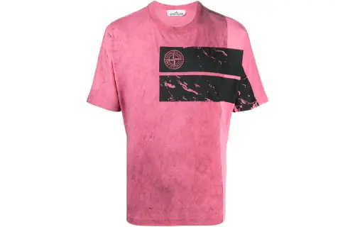 STONE ISLAND T Shirts Unisex Pink Crew Neck Moderate Straight Fit