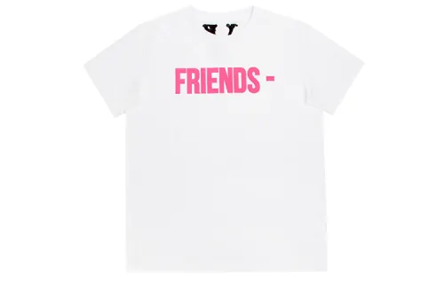 VLONE Friends Series T Shirts Unisex White Crew Neck Moderate Straight Fit