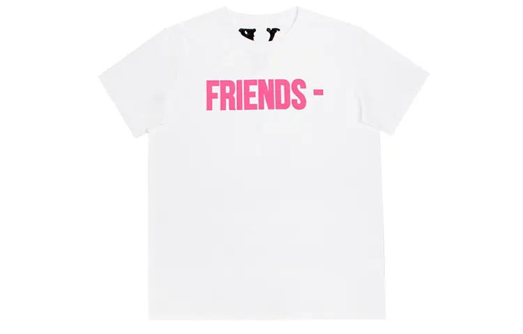 VLONE Friends Series T Shirts Unisex White Crew Neck Moderate Straight Fit