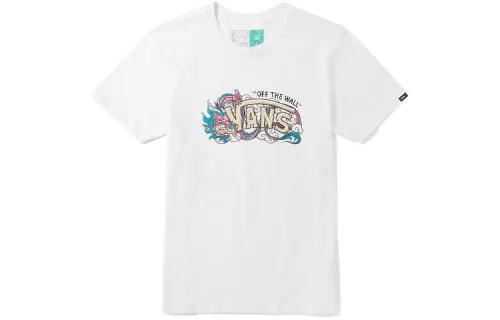 Vans T Shirts Men's White Crew Neck Moderate Straight Fit