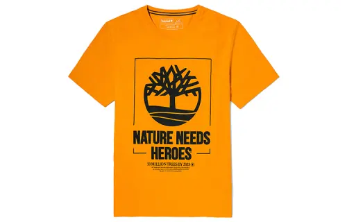Timberland T Shirts Men's Orange Crew Neck Moderate Straight Fit