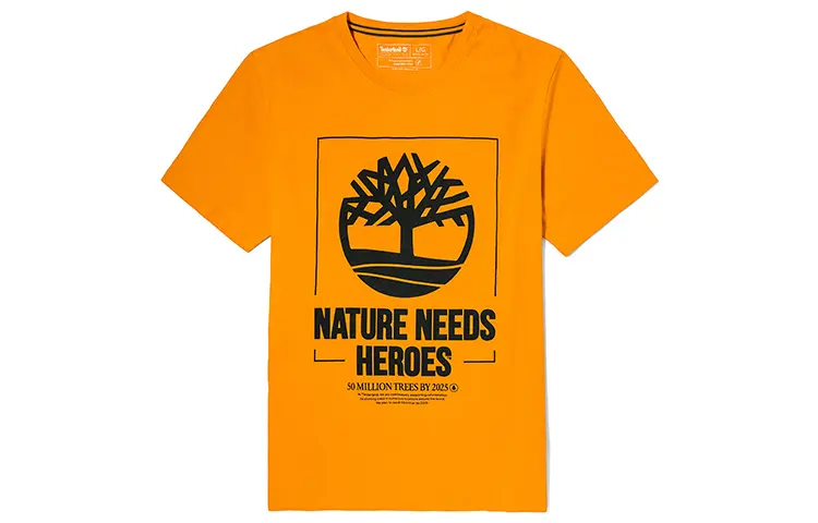 Timberland T Shirts Men's Orange Crew Neck Moderate Straight Fit