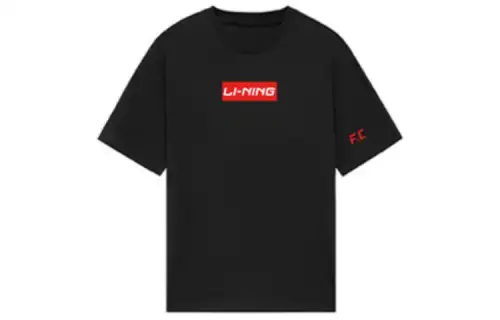 Li Ning T Shirts Unisex Black Crew Neck Moderate Straight Fit