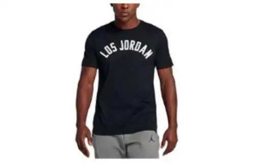 Jordan Los Logo T Shirts Men's Crew Neck Moderate Straight Fit