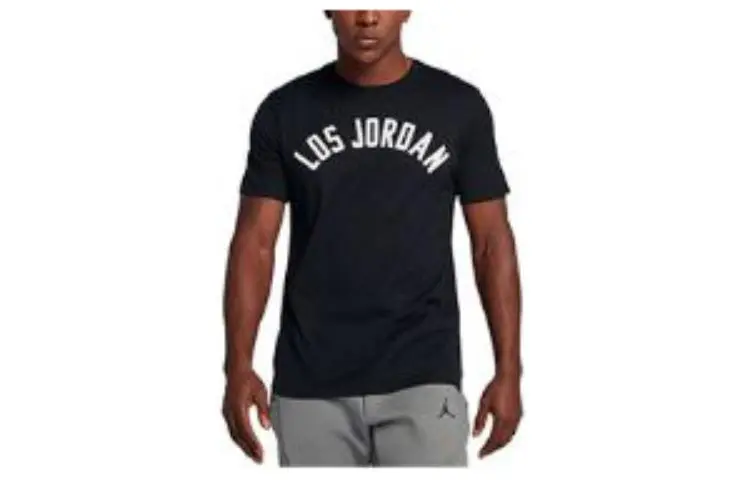 Jordan Los Logo T-Shirts Men's Crew Neck Moderate Straight Fit