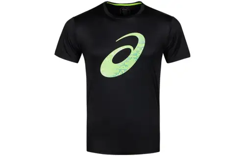 ASICS T Shirts Men's Black Crew Neck Moderate Straight Fit