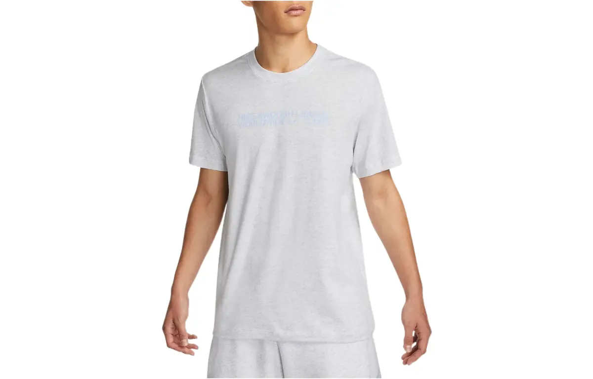 Nike T-Shirts Men's Light Gray Crew Neck Moderate Straight Fit