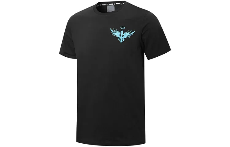 PUMA T-Shirts Men's Black Crew Neck Moderate Straight Fit