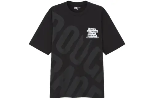 UNIQLO T Shirts Unisex Black Crew Neck Moderate Straight Fit