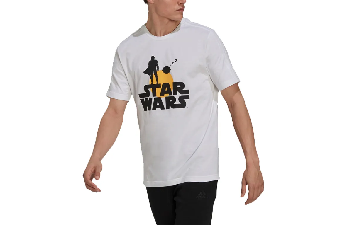 Adidas T-Shirts Men's White Crew Neck Moderate Straight Fit