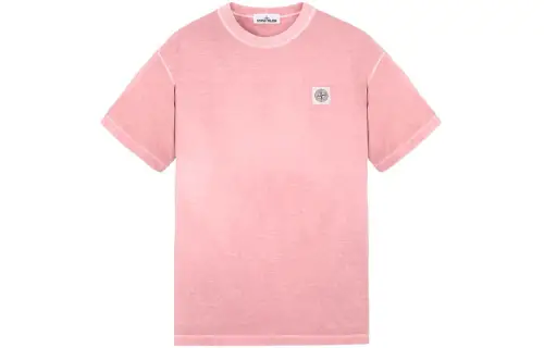 STONE ISLAND T Shirts Men's Pink Crew Neck Moderate Straight Fit