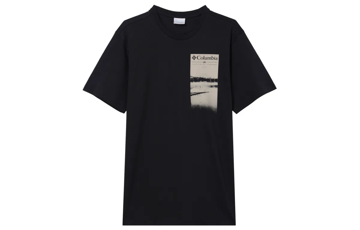 Columbia T-Shirts Men's Black Crew Neck Moderate Straight Fit