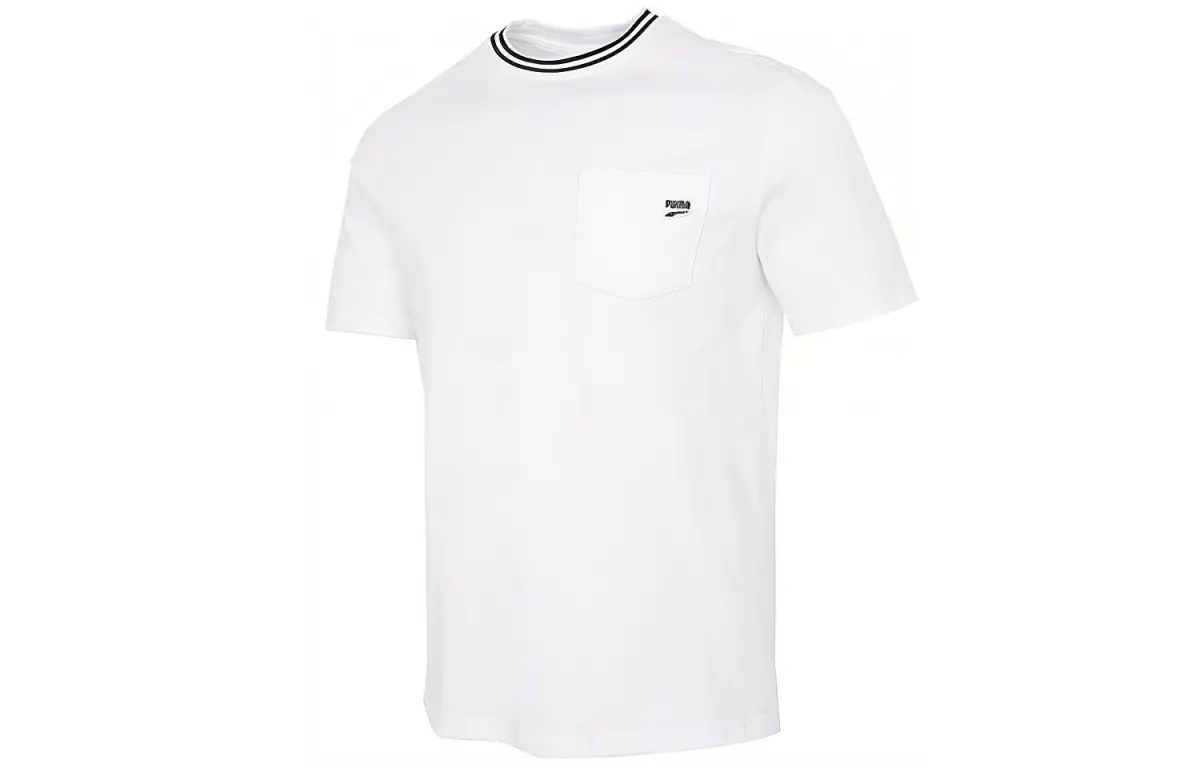 PUMA T-Shirts Men's White Crew Neck Moderate Straight Fit
