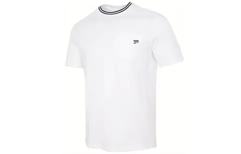 PUMA T-Shirts Men's White Crew Neck Moderate Straight Fit