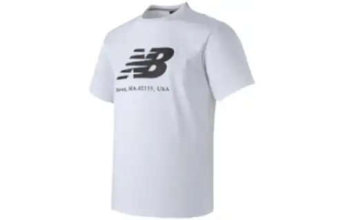 New Balance T Shirts Men's White Crew Neck Moderate Straight Fit