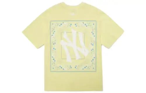 MLB T Shirts Unisex Yellow Crew Neck Moderate Straight Fit