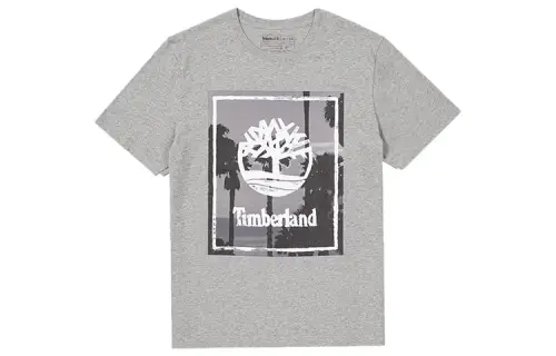 Timberland T Shirts Men's Medium Heather Gray Crew Neck Moderate Straight Fit