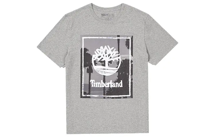 Timberland T Shirts Men's Medium Heather Gray Crew Neck Moderate Straight Fit