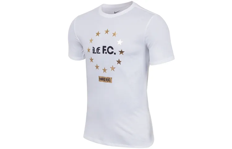 Nike T-Shirts Men's White Crew Neck Moderate Straight Fit