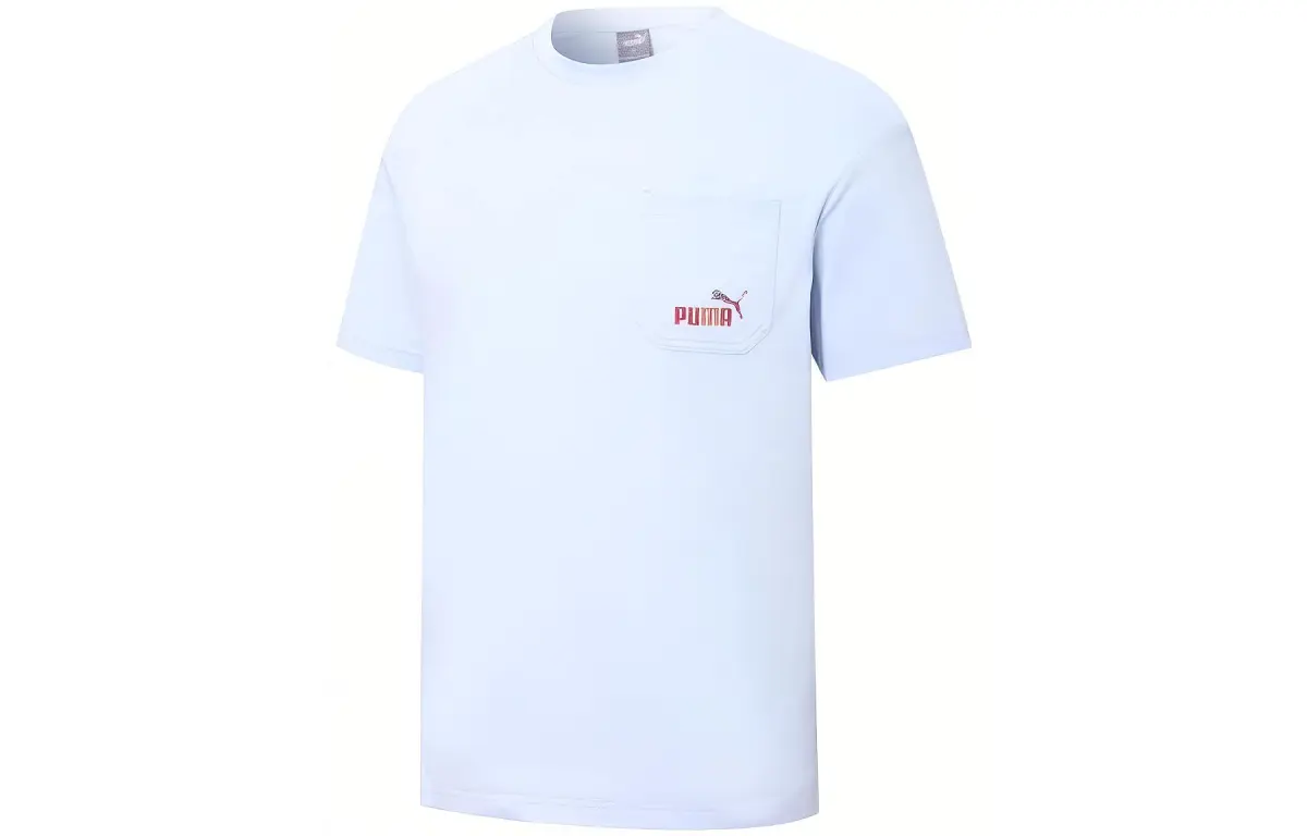 PUMA T-Shirts Unisex Ice Blue Crew Neck Moderate Straight Fit