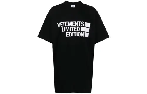 Vetements T Shirts Unisex Black Crew Neck Moderate Straight Fit