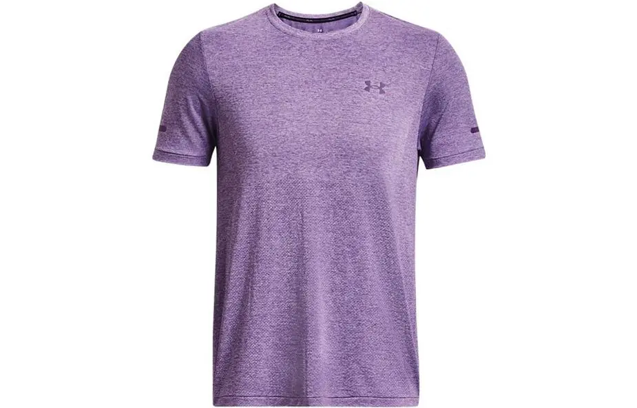 Under Armour T-Shirts Men's Purple Crew Neck Moderate Straight Fit