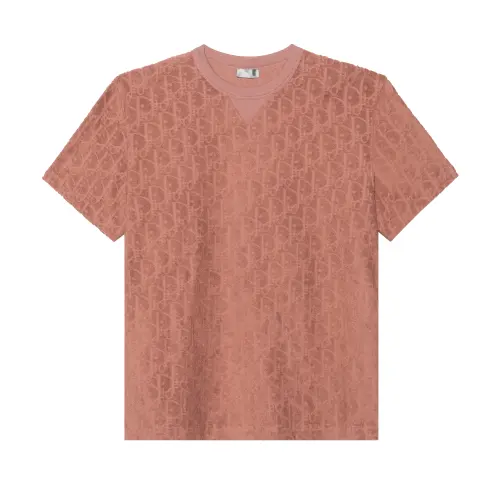 DIOR T Shirts Men's Pink Crew Neck Straight Fit