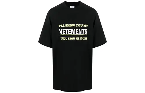 Vetements T Shirts Unisex Black Crew Neck Moderate Straight Fit