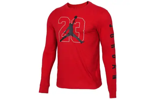 Jordan T Shirts Men's Red Crew Neck Moderate Straight Fit