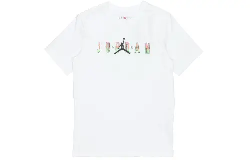 Jordan Sport T Shirts Men's White Crew Neck Moderate Straight Fit