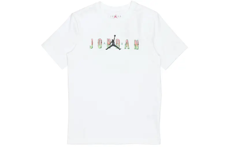 Jordan Sport T Shirts Men's White Crew Neck Moderate Straight Fit