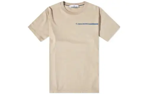 STONE ISLAND T Shirts Men's Brown Crew Neck Moderate Straight Fit